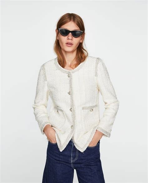 jacke chanel stil zara|chanel style cropped jacket.